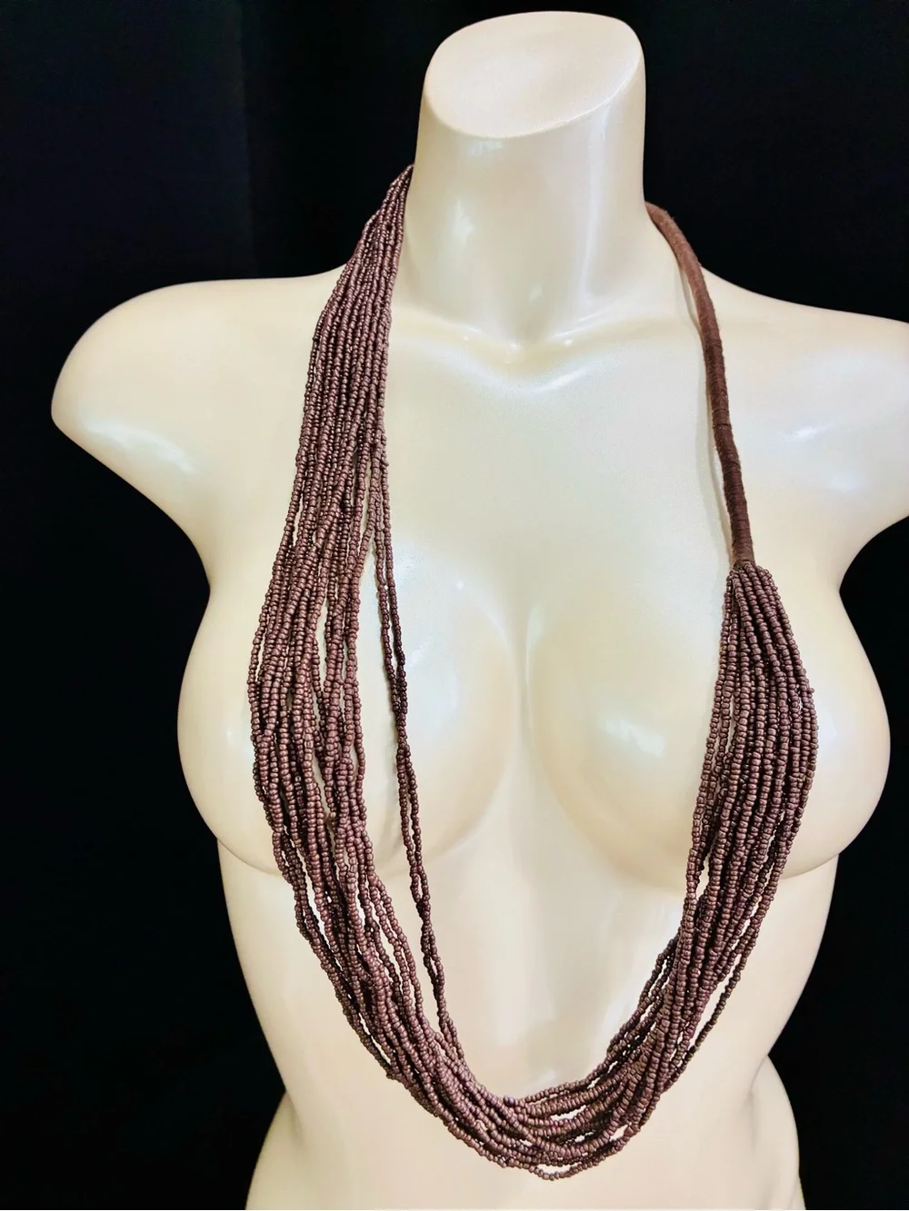 Brown Multi-Strand Beaded Necklace - Contemporary Women’s Jewelry